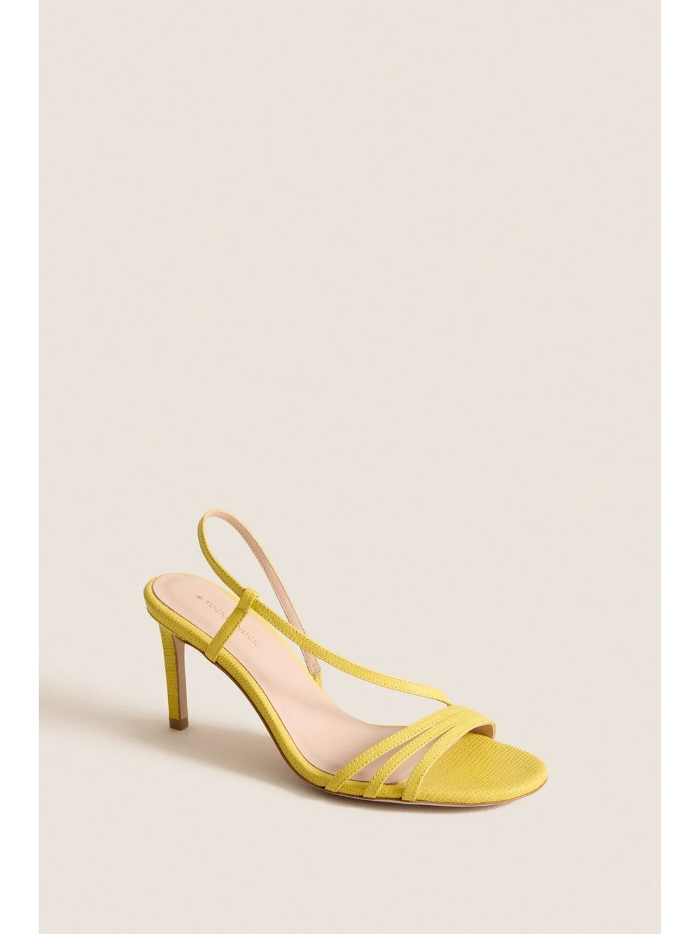 Tuckernuck Shoes Embossed Leather Scarlet Heels in Lemon Yellow New with box W